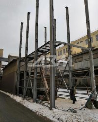 Монтаж блока бункеров с металлоконструкциями